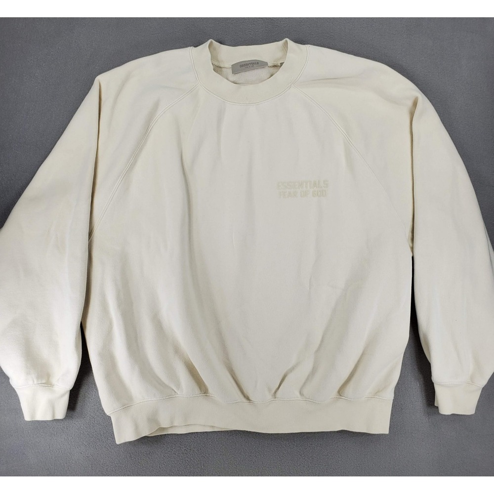 Fear of God Essentials Crewneck Relaxed Fit Egg Shell Men Size XL Logo Authentic